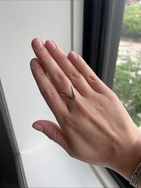 Minimalist Silver V-Shape Women's Ring